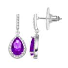 City Rox Cubic Zirconia Teardrop Earrings, Women's, Purple