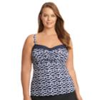 Plus Size Upstream Ikat Bandeaukini Top, Women's, Size: 24 W, Blue (navy)