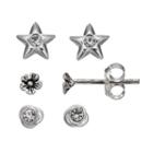 Itsy Bitsy Star, Flower & Love Knot Stud Earring Set, Women's, White