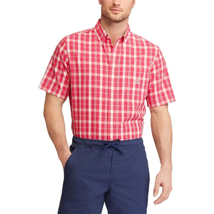 Men's Chaps Classic-fit Easy-care Button-down Shirt, Size: Small, Red