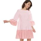 K/lab Tiered Bell Sleeve Pinstripe Dress, Teens, Size: Small, Med Pink