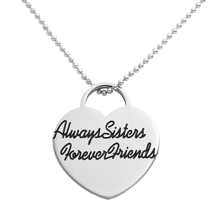 Stainless Steel Always Sisters Heart Pendant, Women's, Multicolor