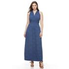 Plus Size Suite 7 Ruched Waist Maxi, Women's, Size: 16 W, Blue Other
