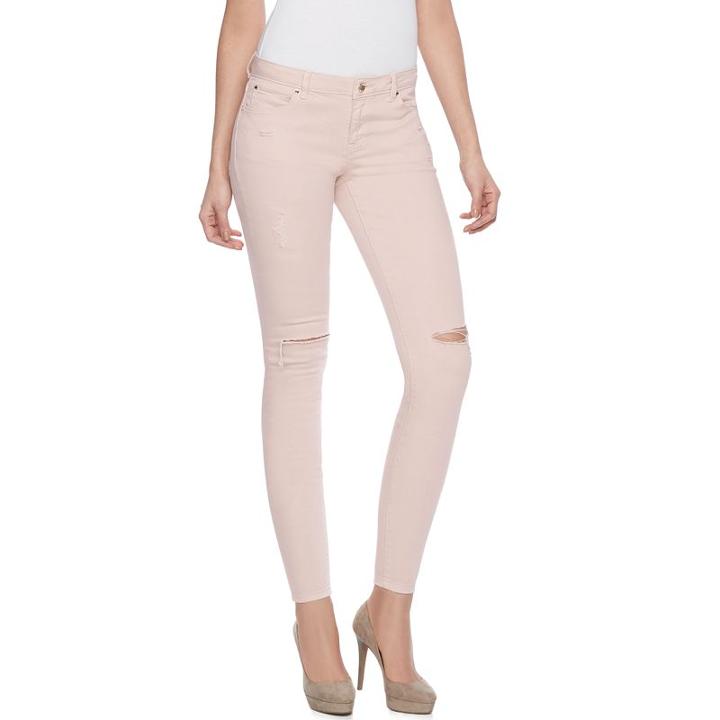Petite Jennifer Lopez Ripped Pink Skinny Jeans, Women's, Size: 8 Petite, Brt Pink