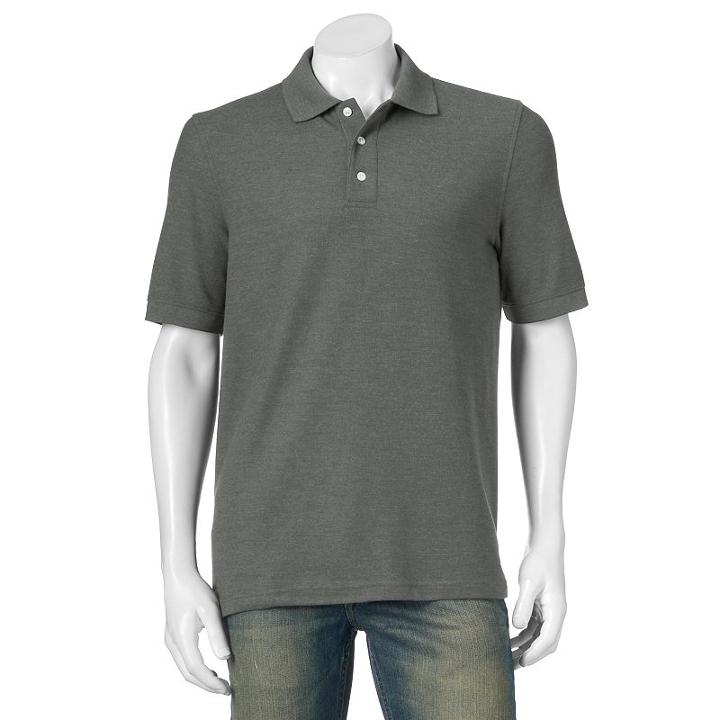 Men's Croft & Barrow&reg; Performance Tailored-fit Pique Polo, Size: Large, Dark Grey