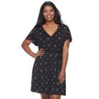 Juniors' Plus Size Mudd&reg; Faux-wrap Dress, Teens, Size: 3xl, Black
