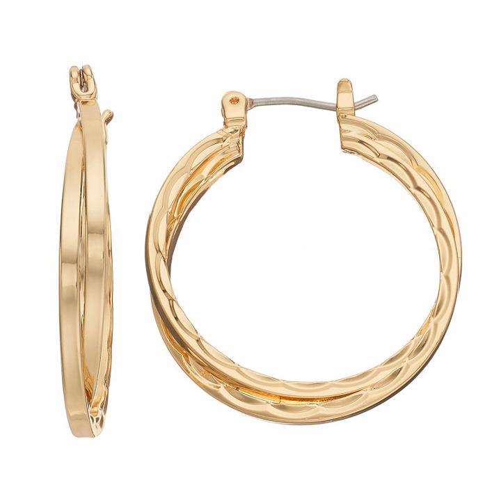 Napier Textured Crisscross Hoop Earrings, Women's, Gold