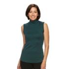 Women's Croft & Barrow&reg; Sleeveless Mockneck Top, Size: Small, Dark Green