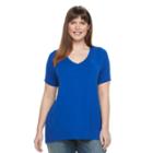 Plus Size Apt. 9&reg; Essential V-neck Tee, Women's, Size: 2xl, Blue