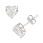 Lab-created White Sapphire 10k White Gold Heart Stud Earrings, Women's