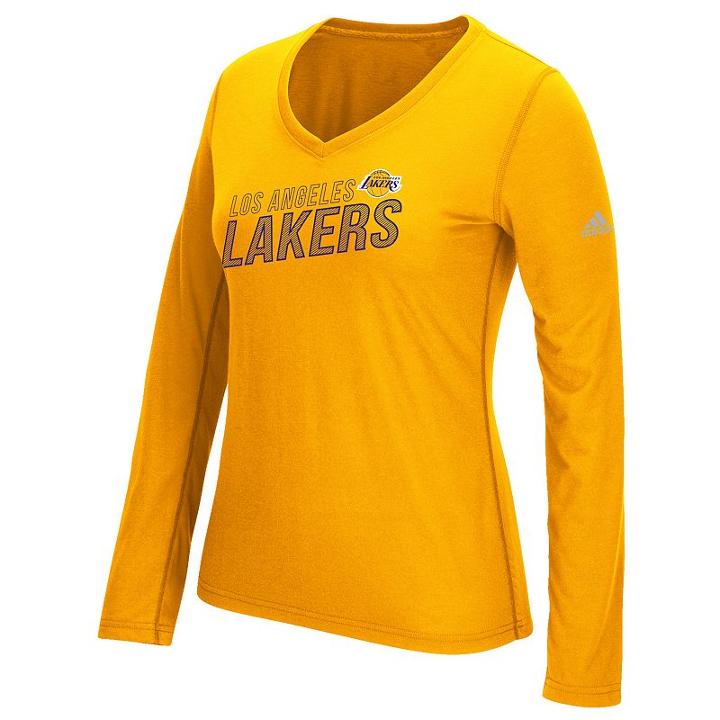 Women's Adidas Los Angeles Lakers Stacked Tee, Size: Medium, Gold