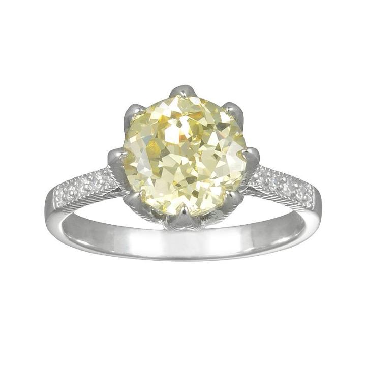 Siri Usa By Tjm Sterling Silver Canary And White Cubic Zirconia Ring, Women's, Size: 7, Yellow