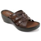 Eastland Poppy Women's Strappy Slide Wedge Sandals, Size: Medium (6), Dark Brown