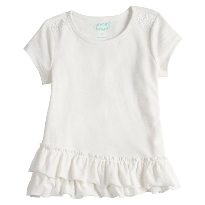Girls 4-10 Jumping Beans&reg; Ruffled Short Sleeve Solid Tee, Size: 8, Natural
