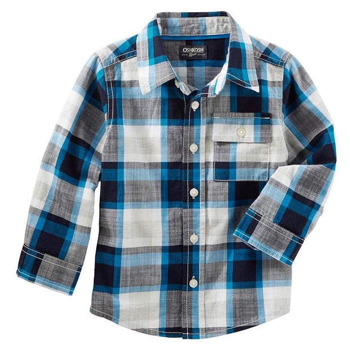 Boys 4-12 Oshkosh B'gosh&reg; Blue & Black Plaid Button-front Shirt, Boy's, Size: 12, Ovrfl Oth