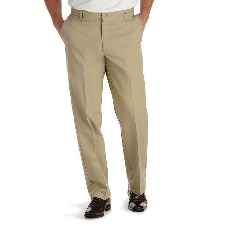 Men's Lee Total Freedom Relaxed-fit Stain Resist Flat-front Pants, Size: 40x32, Beig/green (beig/khaki)