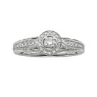 Round-cut Diamond Halo Engagement Ring In 10k White Gold (1/4 Ct. T.w.), Women's, Size: 6