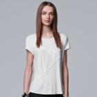 Women's Simply Vera Vera Wang Pieced Lace Inset Tee, Size: Xl, White