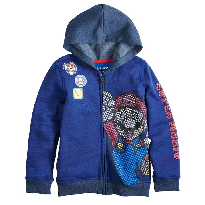 Boys 4-12 Jumping Beans&reg; Super Mario Bros. Patches Zip Hoodie, Size: 10, Blue