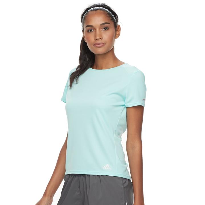 Women's Adidas Running Short Sleeve Tee, Size: Large, Turquoise/blue (turq/aqua)