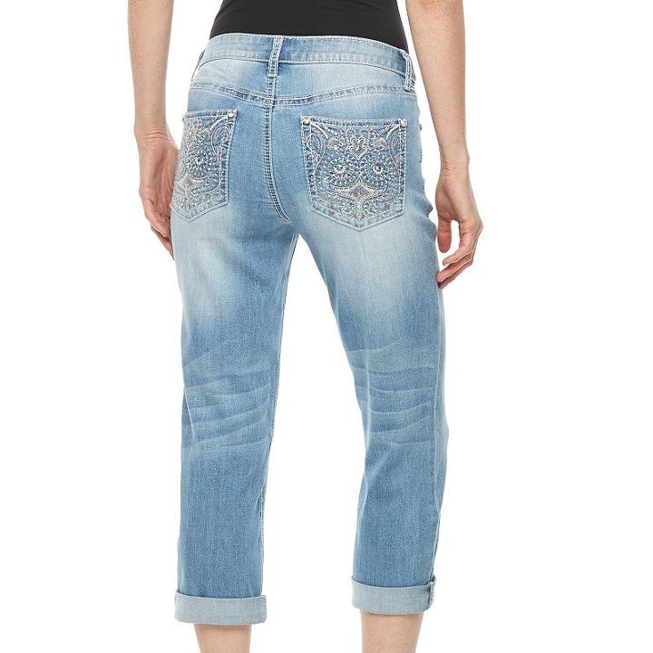 Women's Apt. 9&reg; Embellished Capri Jeans, Size: 10, Blue Other