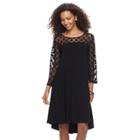 Women's Nina Leonard Sheer Polka-dot High-low Dress, Size: Large, Black