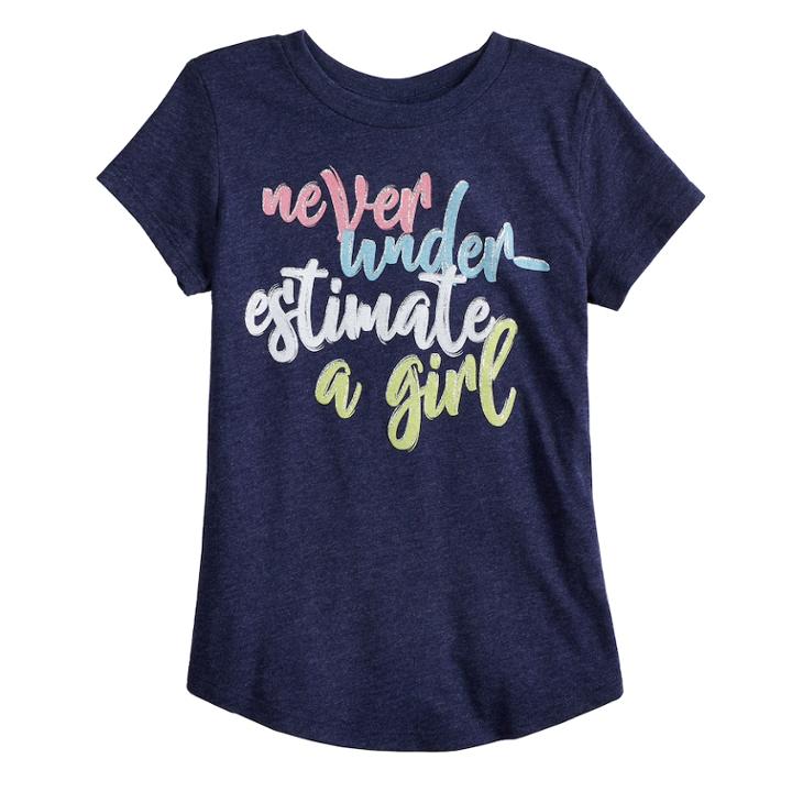 Girls 4-10 Jumping Beans&reg; Never Underestimate A Girl Graphic Tee, Size: 6, Blue (navy)