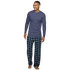 Men's Hanes Ultimate X-temp Waffle-weave Henley, Size: Large, Denim Blue Heather