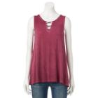 Juniors' Cloudchaser Strappy Front Tunic Tank, Teens, Size: Xs, Dark Red