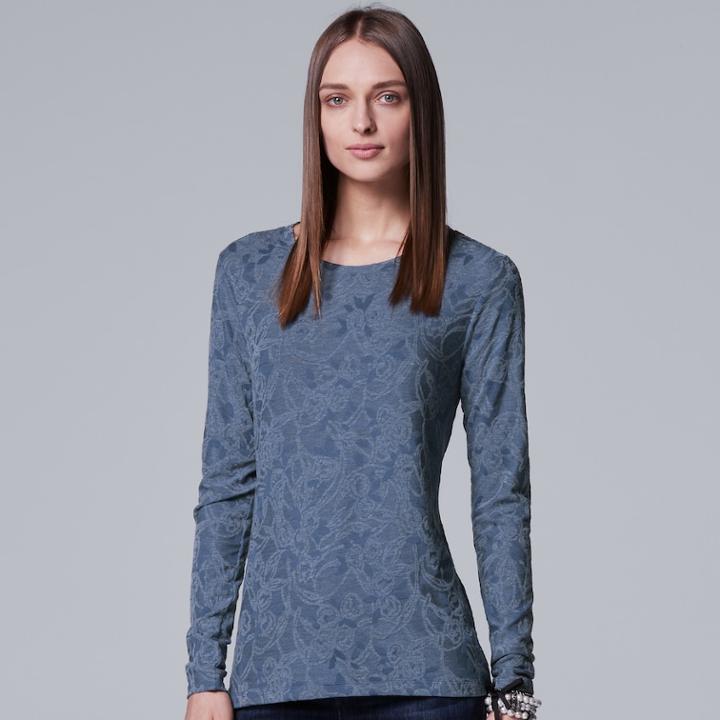 Women's Simply Vera Vera Wang Jacquard Tee, Size: Xl, Med Blue