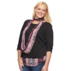 Plus Size Apt. 9&reg; 3-fer Snit Hatchi Top, Women's, Size: 3xl, Wine Animal