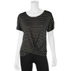 Juniors' Iz Byer Striped Twist Front Top, Teens, Size: Medium, Black Gray