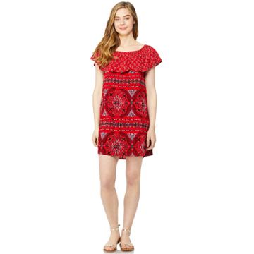 Juniors' Wallflower Gauze Off-the-shoulder Dress, Teens, Size: Medium, Red