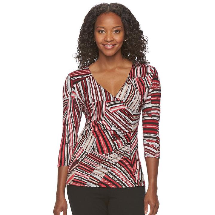 Petite Dana Buchman Faux-wrap Top, Women's, Size: L Petite, Med Red