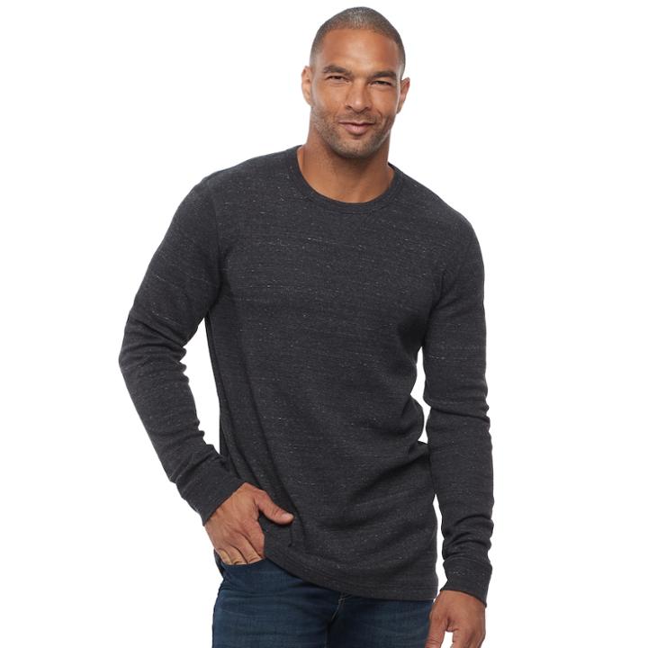 Big & Tall Sonoma Goods For Life&trade; Slim-fit Thermal Performance Crewneck Tee, Men's, Size: 3xl Tall, Black