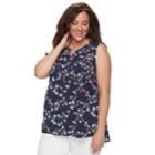 Plus Size Croft & Barrow&reg; Print Popover Sleeveless Top, Women's, Size: 4xl, Blue