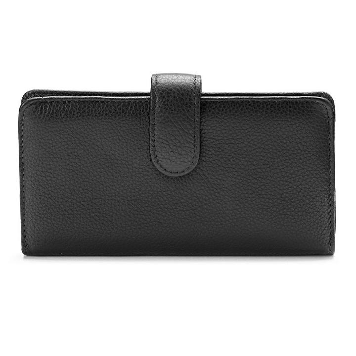 Buxton Hudson Pik-me-up Leather Checkbook Clutch, Women's, Black