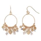 Lc Lauren Conrad Shaky Bead & Leaf Nickel Free Drop Hoop Earrings, Women's, Grey
