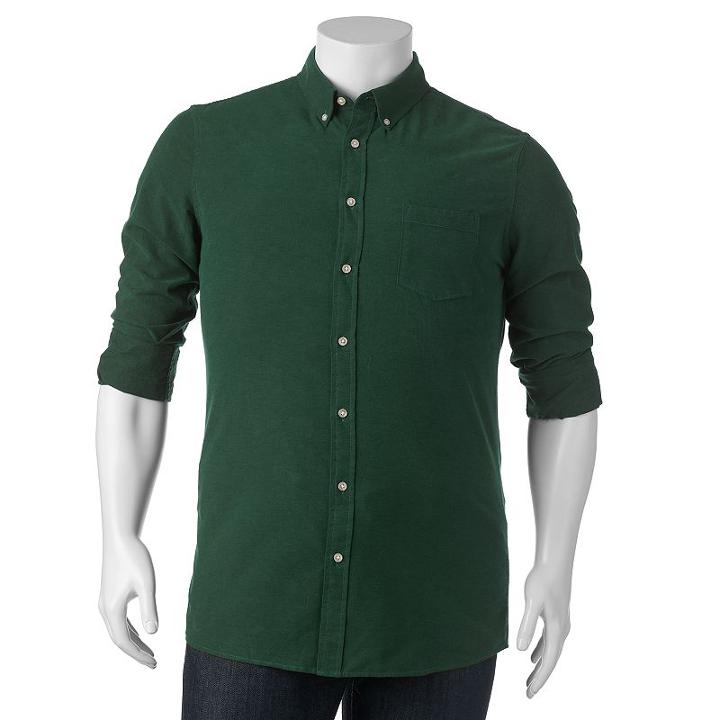 Big & Tall Sonoma Goods For Life&reg; Classic-fit Oxford Button-down Shirt, Men's, Size: 3xl Tall, Dark Green