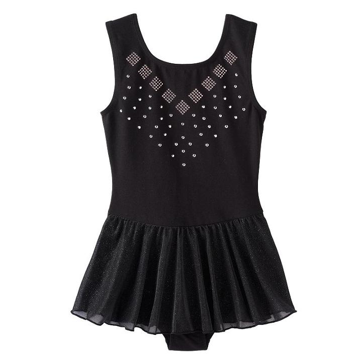 Girls 4-14 Jacques Moret Embellished Skirted Leotard, Size: Xs, Black