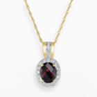14k Gold Garnet And 3/10-ct. T.w. Diamond Halo Pendant, Women's, Size: 18, Green