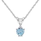 10k White Gold Sky Blue Topaz & 1/5 Carat T.w. Diamond Heart Pendant Necklace, Women's, Size: 18