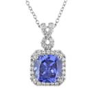 Lab-created Tanzanite And Lab-created White Sapphire Sterling Silver Square Halo Pendant Necklace, Women's, Size: 18, Purple