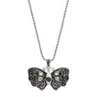 Sterling Silver Cubic Zirconia Butterfly Pendant Necklace, Women's, Size: 18, Blue