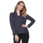 Petite Napa Valley Pointelle Long Sleeve Top, Women's, Size: M Petite, Blue (navy)
