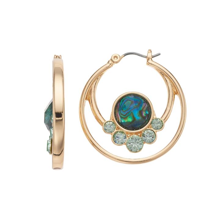 Dana Buchman Green Simulated Abalone Double Hoop Earrings, Women's
