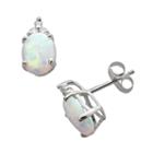 10k White Gold Lab-created Opal And Diamond Accent Stud Earrings, Women's