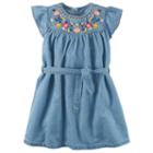 Girls 4-8 Carter's Embroidered Chambray Dress, Size: 6, Blue Other