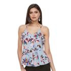 Women's Jennifer Lopez Print Ruffle Tank, Size: Small, Blue Other