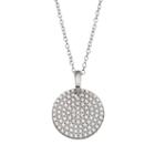 Qnotes Cubic Zirconia Sterling Silver Disc Pendant Necklace, Women's, Size: 18, White